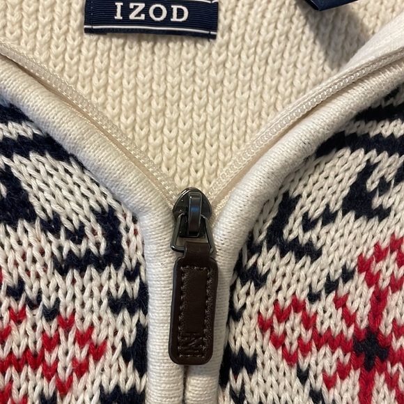 IZOD Men's 5GG Long Sleeve Sweater Honeycomb FAI, Vanilla ice, Small - Picture 6 of 9